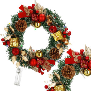 Wieniec świąteczny stroik na drzwi ozdobny dekoracja bożonarodzeniowa 30 cm