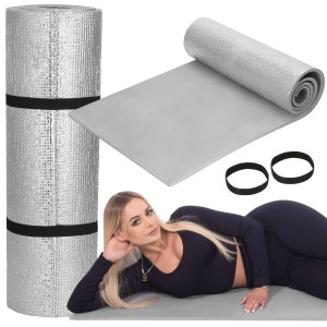 Mata kempingowa piankowa 180x50 cm na karimata turystyczna z warstwą izolacyjną szara