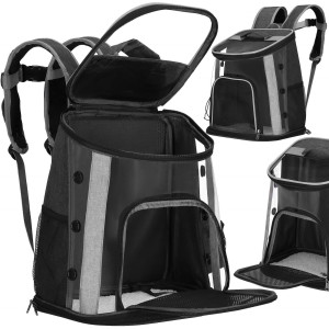 Plecak transporter dla kota królika psa 38 x 34 x 26 cm torba transportowa do 15 kg czarna