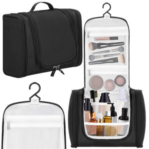 Kosmetyczka, organizer podróżny 24x21x10 cm kuferek z 13 przegródkami, czarny