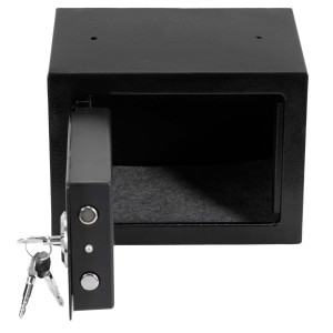 Kasetka na pieniądze sejf domowy skrzynka kasa pancerna z 3 kluczami i kołkami czarna