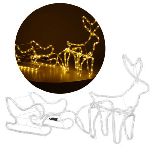 Renifer z saniami Led ozdoba świetlna 100 cm dekoracja biały ciepły