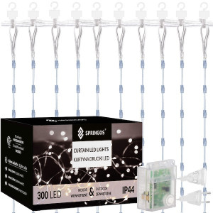 Kurtyna świetlna 300 led lampki choinkowe wewnętrzno-zewnętrzne sople biały zimny + flash