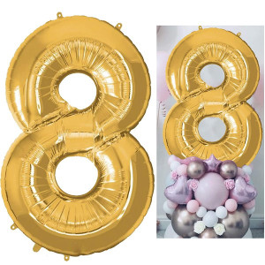 Balon foliowy cyfra 8 na urodziny 40 cm złoty
