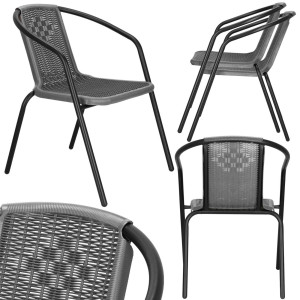Krzesła ogrodowe 2 szt. metalowe, plecione krzesło na balkon szare zestaw mix