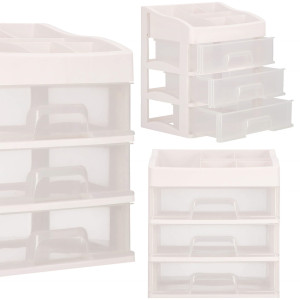 Szkatułka na biżuterię i kosmetyki 31x26,5x19,5 cm organizer z przegródkami mleczny