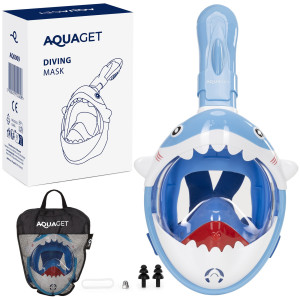 Maska do snorkelingu dla dzieci pełnotwarzowa, z fajką, AntiFog, DryTop do nurkowania