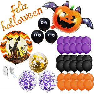 Ozdoby na Halloween zestaw balony girlanda kurtyna 52 el.
