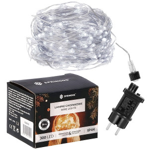 Lampki choinkowe 300 led druciki na prąd biały zimny