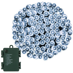 Lampki choinkowe 50 LED na baterie zimny biały z programatorem
