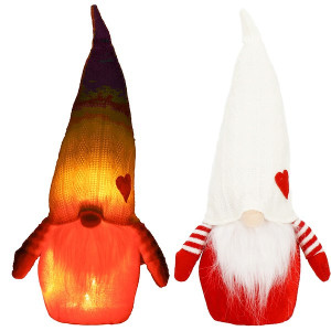 Skrzat świąteczny świecący 35 cm dekoracja Led na baterie, krasnal gnom