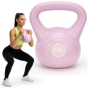 Kettlebell do ćwiczeń 8 kg hantla, odważnik treningowy ABS kula różowa