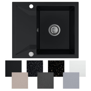 Zlewozmywak granitowy Obsidian 1KKO + syfon