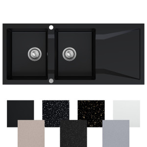 Zlewozmywak granitowy Obsidian 2KDO + syfon