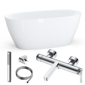 Zestaw SPA: Wanna Lena 150 + syfon + bateria wannowa ścienna z przełącznikiem natrysku Aurevo