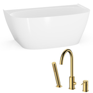 Łazienka harmonii: Wanna Ela 150 + syfon + bateria wannowa 3-otworowa Ultimate
