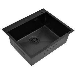 Zlewozmywak jednokomorowy stalowy czarny 65 cm Sink Quality Steel SINK 65 + syfon