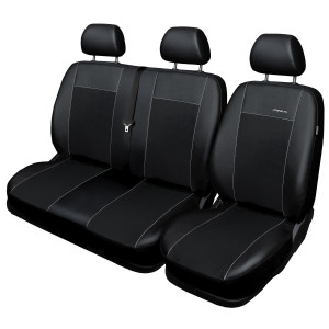 Poťahy šité na mieru pre Fiat Doblo III Van (2014-2019) Iba predné sedadlá - 1+2 - poťahy do auta - autopoťahy - čierna