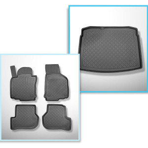 Súprava rohož do batožinového priestoru a autokoberčeky TPE na mieru do: Volkswagen Golf VI Hatchback (09.2008-09.2012) - s dojazdovým rezervným kole