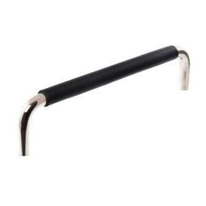 Uchwyt meblowy podłużny LS 7353 128 Nikiel polerowany z czarną skórą