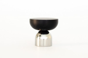 Gałka meblowa Kokeshi Mix 3032 Stalowa Polerowana z Czarnym Aluminium