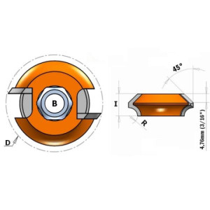 Ostrze F-8 D-38x12,7 R-4,76 45 stopni CMT 822.030.11