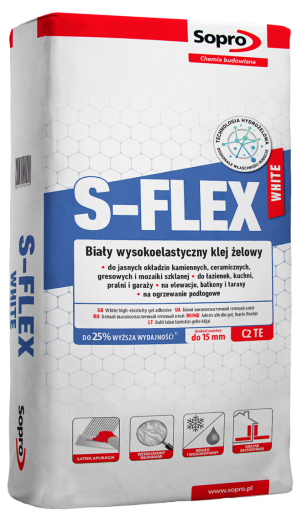 SOPRO S-FLEX BIAŁA Wysokoelastyczna, cementowa, cienkowarstwowa zaprawa klejowa 22,5kg/op. 48op/pal (202/22,5)