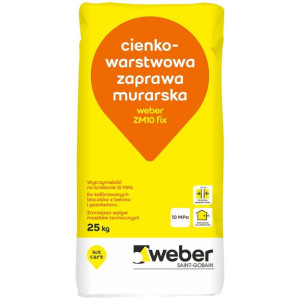 WEBER Zaprawa murarska cienkowarstwowa do silikatów ZM10 FIX szara 25kg/op.42szt/pal. (14WZMF10/25)