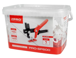 PRO System poziomujący PRO-SP600 1mm MIX-klipsy/kliny 300/100szt/op. wiadro 5L (3-01-26-ZA-604)