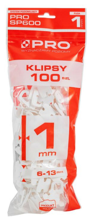 PRO System poziomujący PRO-SP600 1mm klipsy 100szt/op. (3-01-26-ZA-602)