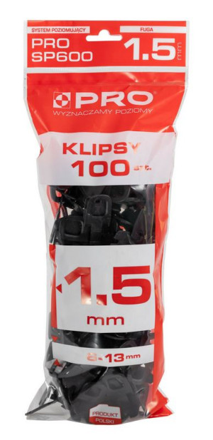 PRO System poziomujący PRO-SP600 1,5mm klipsy 100szt/op. (3-01-26-ZA-612)