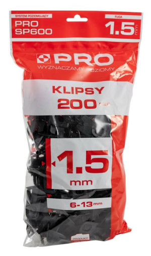 PRO System poziomujący PRO-SP600 1,5mm klipsy 200szt/op. (3-01-26-ZA-613)