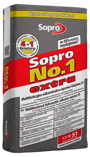 SOPRO Zaprawa klejowa wysoko elastyczna NO1 400 Extra 22,5 kg 48szt/pal.(400E/22,5) (7740523)