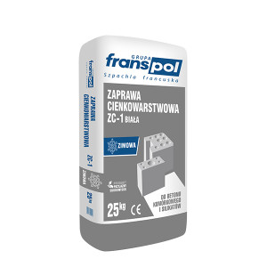 FRANSPOL Zaprawa cienkowarstwowa do silikatów i gazobetonu ZC-1 zimowa biała 25kg 48szt/pal.