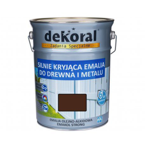 DEKORAL EMAKOL Strong Emalia do drewna i metalu Ciemny Brąz Połysk 5L (387669)
