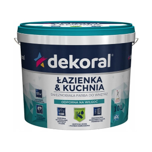 DEKORAL Farba akrylowa MALENIAK Plus biały Kuchniau0026Łazienka 10L (212526)