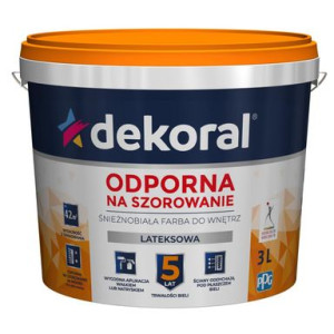DEKORAL AKRYLIT W Śnieżnobiała Farba do wnętrz, odporna na szorowanie, lateksowa 3L (250821)