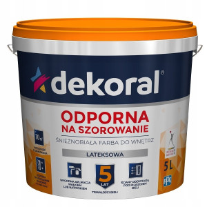 DEKORAL AKRYLIT W Śnieżnobiała Farba do wnętrz, odporna na szorowanie, lateowa 5L (250822)ks