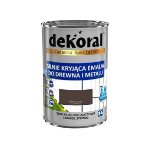 DEKORAL EMAKOL Strong Emalia do drewna i metalu Brąz Ciemny Połysk 0,9L (722402)