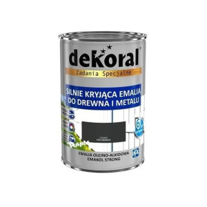 DEKORAL EMAKOL Strong Emalia do drewna i metalu Czarny Połysk 0,9L (299007)