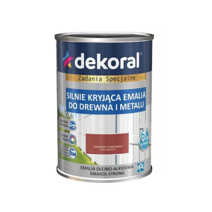 DEKORAL EMAKOL Strong Emalia do drewna i metalu Czerwona Karminowa Połysk 0,9L (299008)