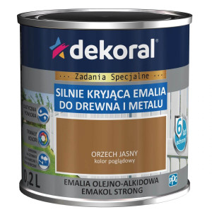 DEKORAL EMAKOL Strong Emalia do drewna i metalu Orzech Jasny Połysk 0,2L (299000)
