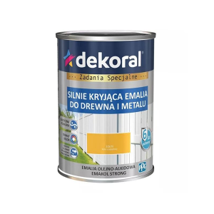 DEKORAL EMAKOL Strong Emalia do drewna i metalu Żółty Połysk 0,9L(299025)