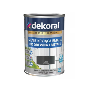 DEKORAL EMAKOL Strong Emalia do drewna i metalu Czarna Matowa 0,9L (319369)