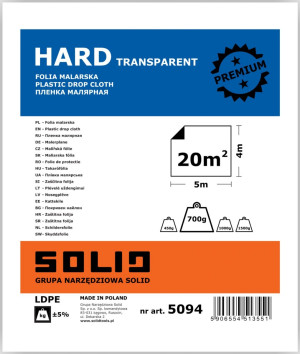 SOLID Folia malarska HARD transparent 4mx5m 20szt/karton(5094)