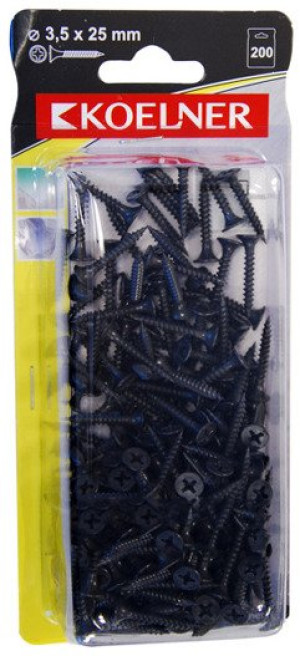 KOELNER Wkręt fosfatowy 3,5x25mm do metalu blister 200szt/op (B-FS3525)