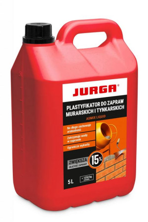JURGA ADMIX LIQUID Plastyfikator w płynie do cementowych zaprawa murarskich i tynkarskich 5L/op. (01.01.02.05.10.00)