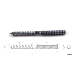 Wkręt dwugwintowy M 8X120mm (DW - 8x120)