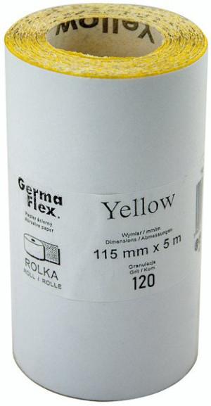 GermaFlex Papier ścierny w rolce - żółty 115mm 120 rol.50mb