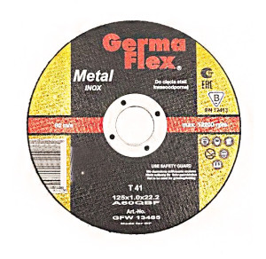 GermaFlex Tarcza do cięcia stali kwasoodpornej inox T41 A 60 Q Inox BF 125x1,0x22,2mm (GFW 13485)rn